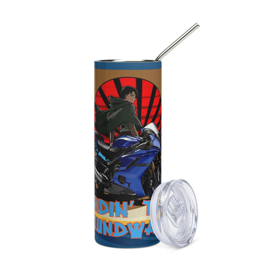 Anime Voice Over: Ridin' The Soundwaves: Reusable Stainless Steel Water Tumbler w/Straw