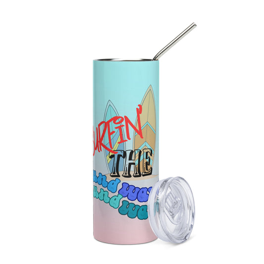 Surfin' The Soundwaves: Voice Over: Reusable Stainless Steel Water Tumbler w/Straw