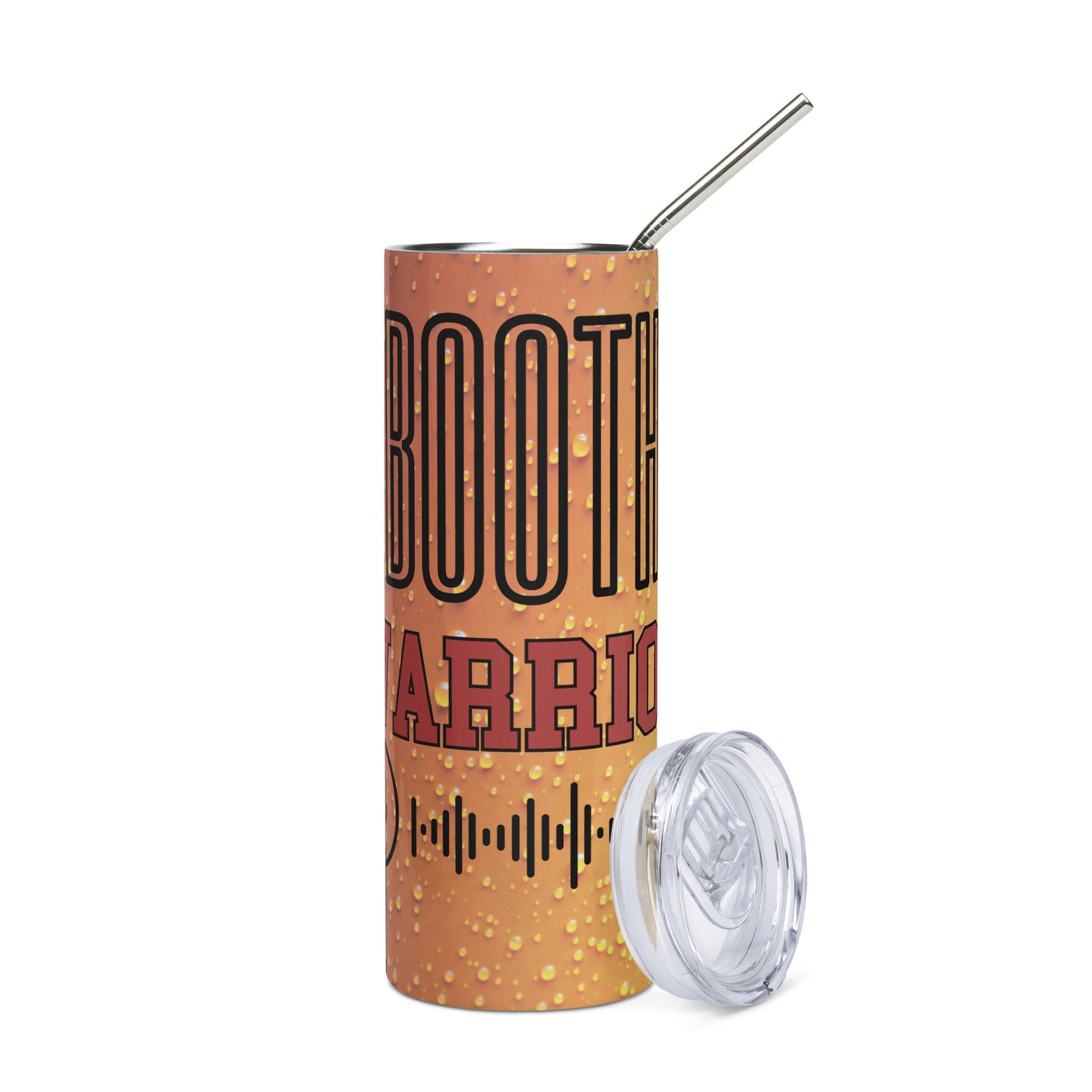 Booth Warrior Voice Over: Orange: Reusable Stainless Steel Water Tumbler w/Straw