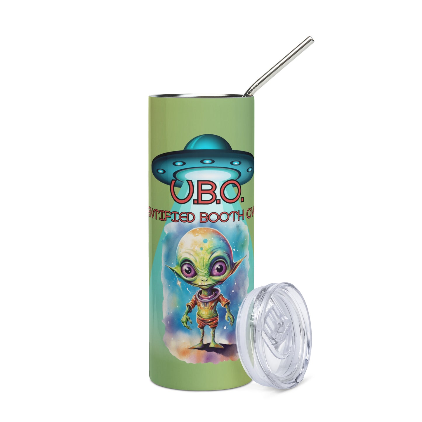 U.B.O. Unidentified Booth Overlord: Reusable Stainless Steel Water Tumbler w/Straw