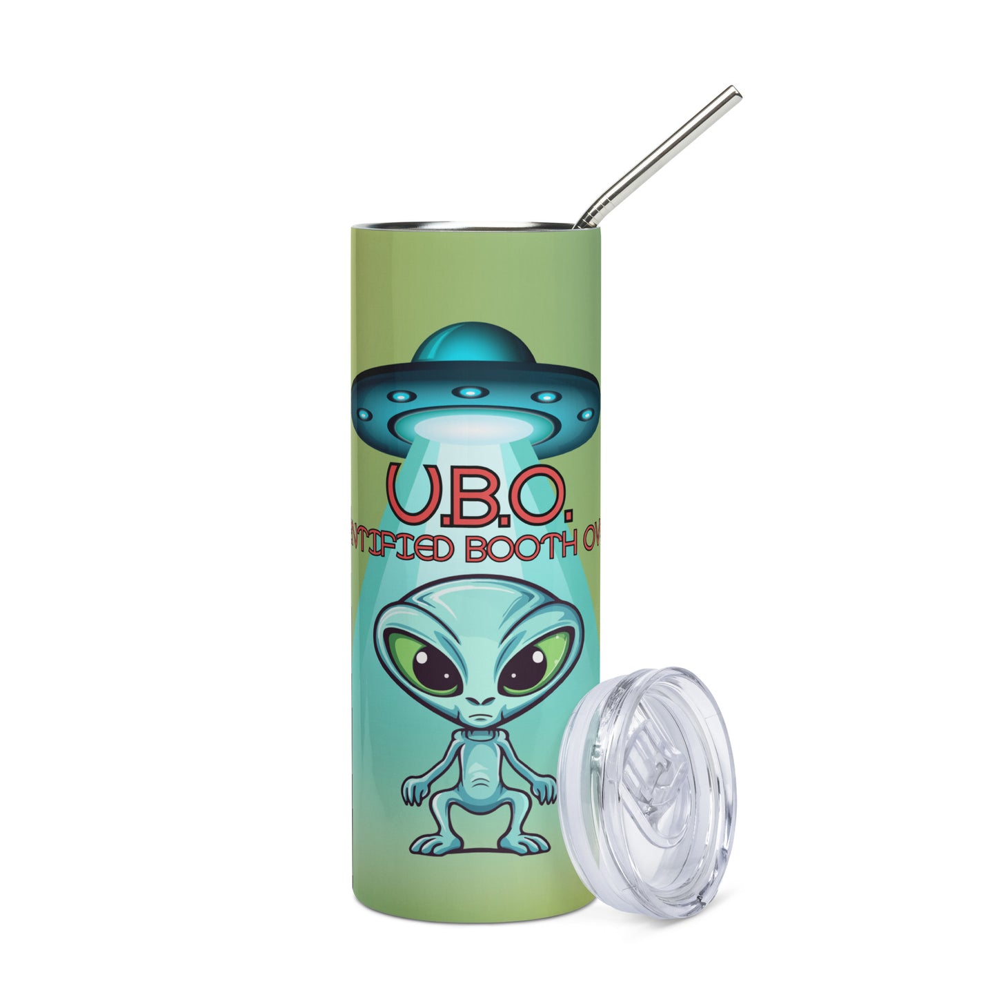 U.B.O. Unidentified Booth Overlord: Reusable Stainless Steel Water Tumbler w/Straw