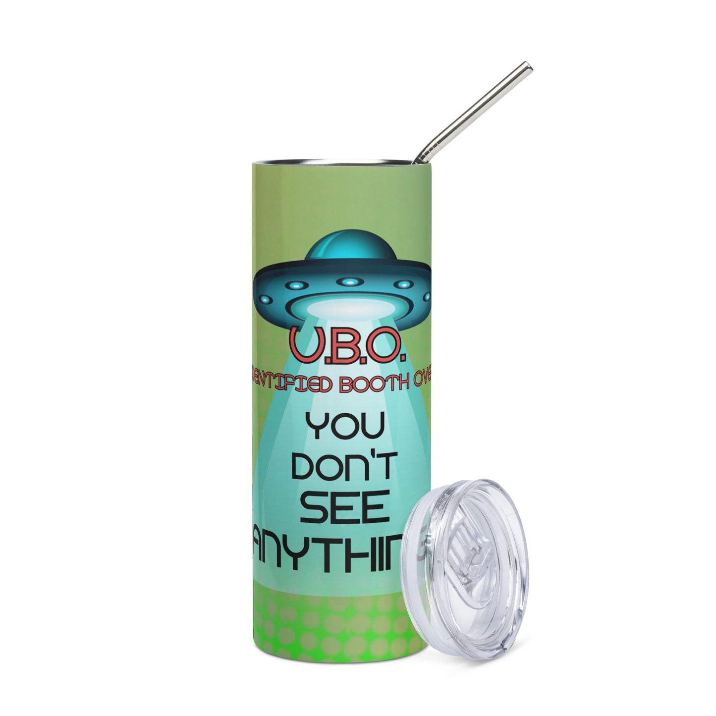 U.B.O. Unidentified Booth Overlord: Reusable Stainless Steel Water Tumbler w/Straw