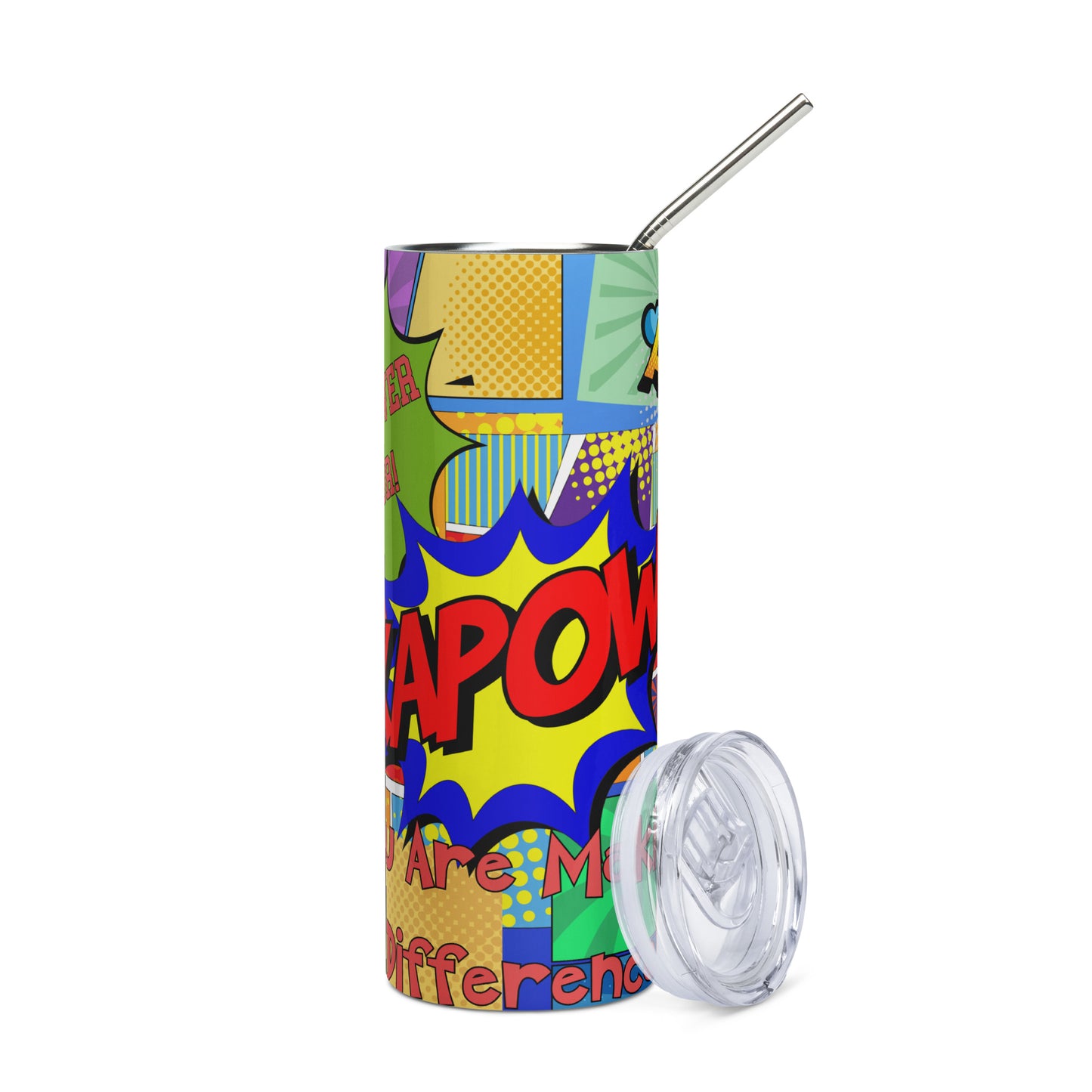 KAPOW You're Making A Difference: Reusable Stainless Steel Water Tumbler w/Straw