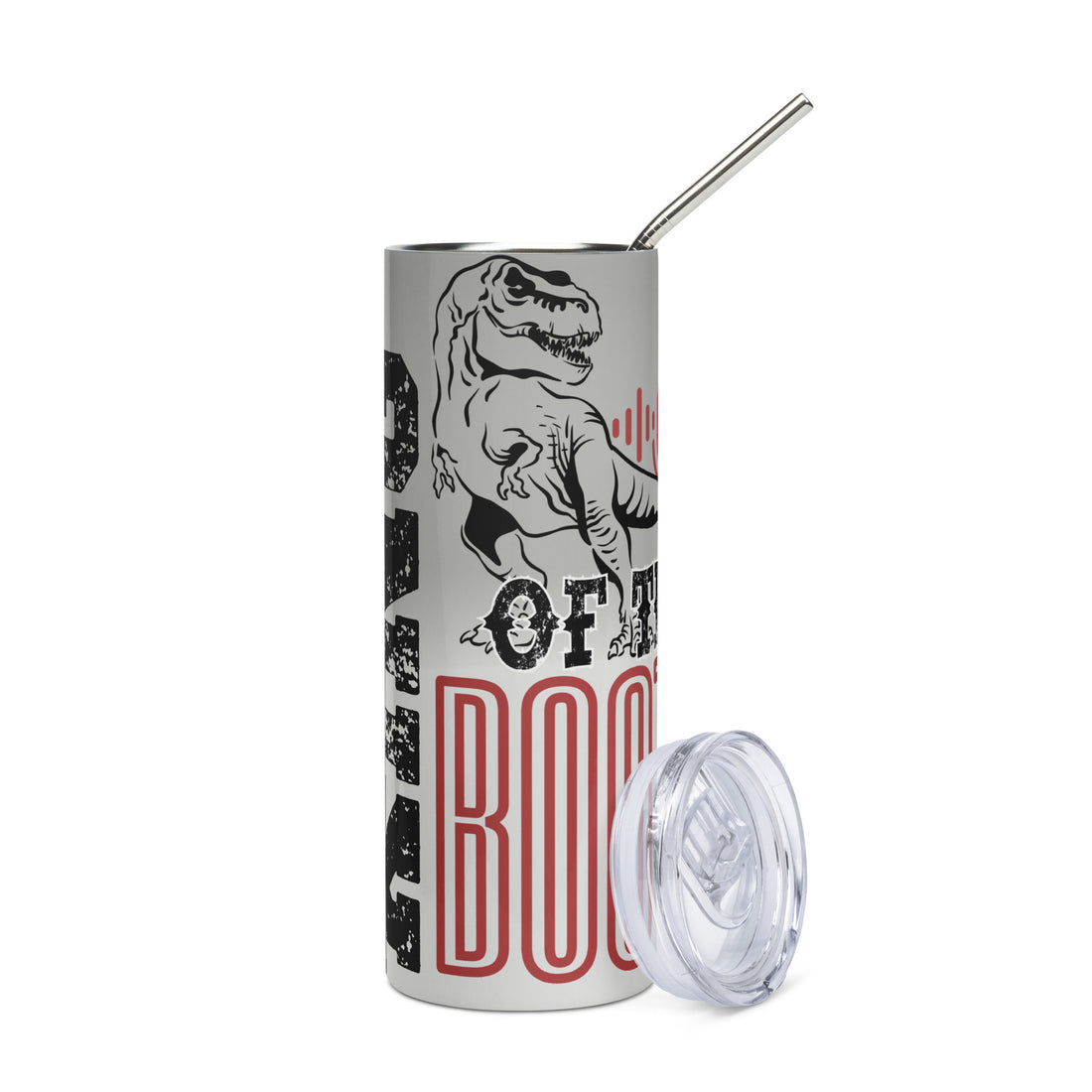 King Of The Booth: T-Rex: Reusable Stainless Steel Water Tumbler w/Straw