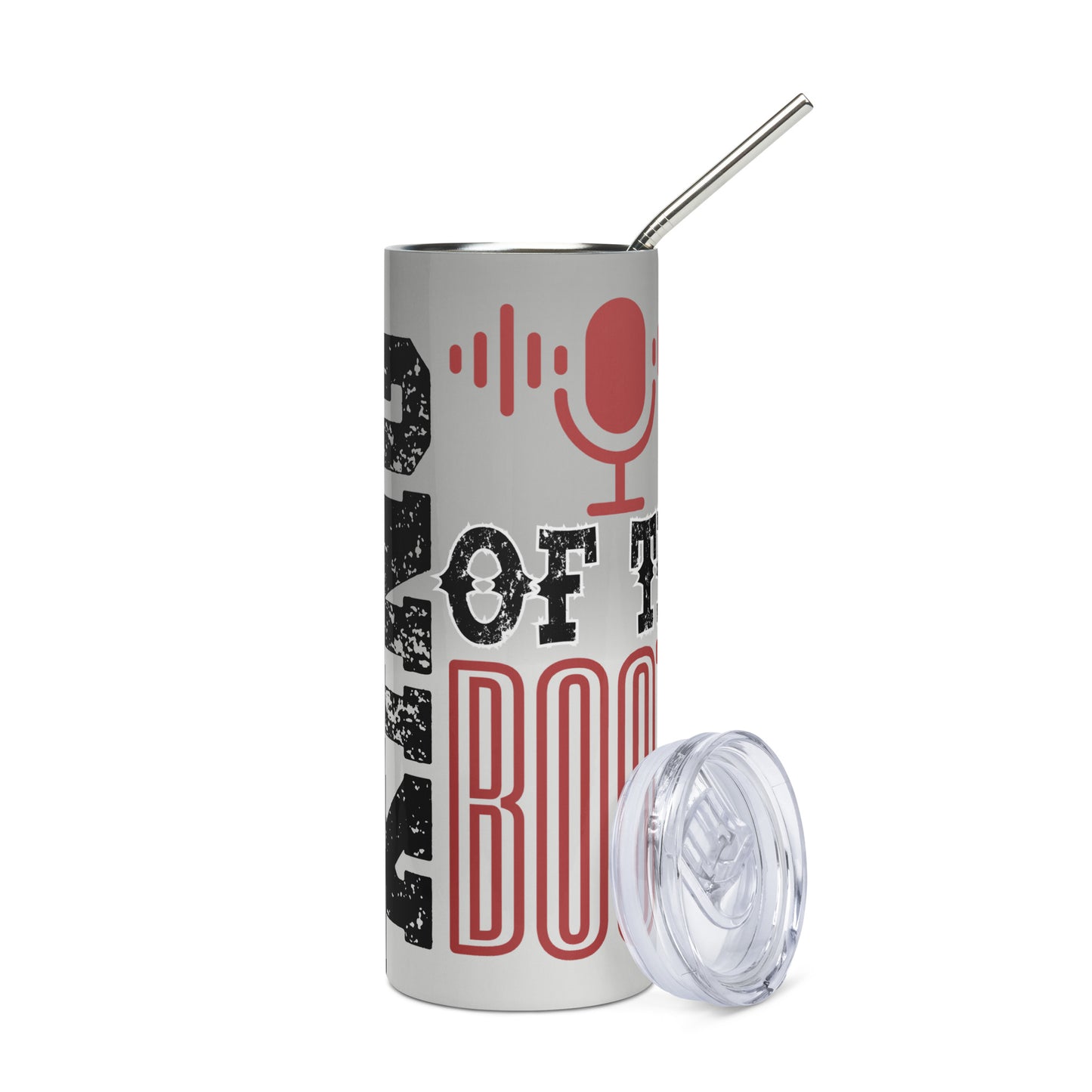 King Of The Booth: Red: Reusable Stainless Steel Water Tumbler w/Straw