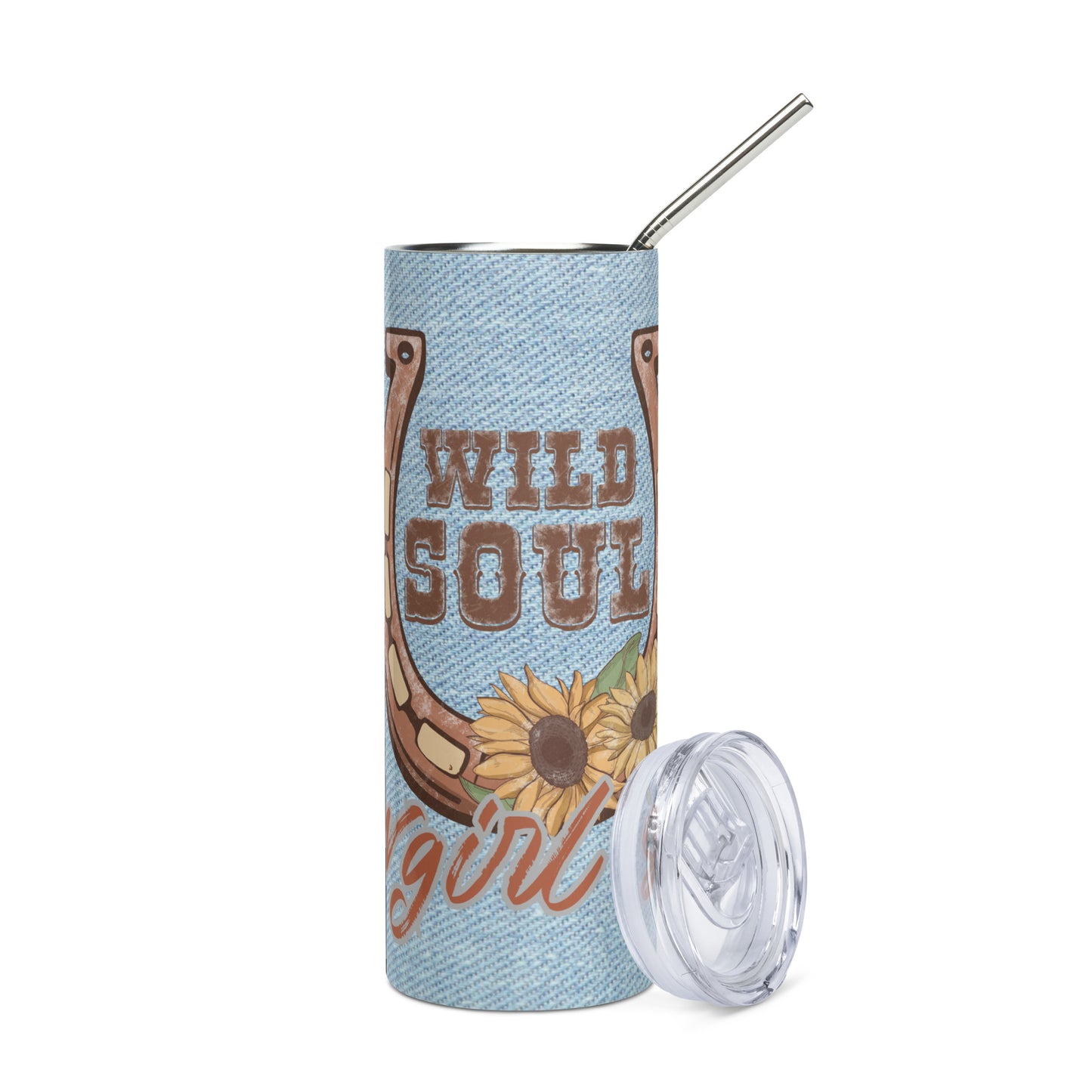 Country Girl: Wild Soul: Reusable Stainless Steel Water Tumbler w/Straw