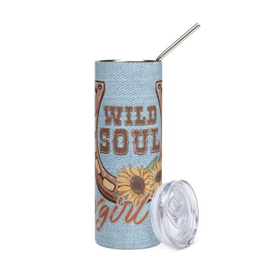 Country Girl: Wild Soul: Reusable Stainless Steel Water Tumbler w/Straw