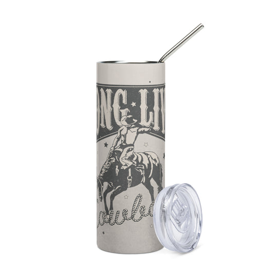 Long Live Cowboys: Reusable Stainless Steel Water Tumbler w/Straw