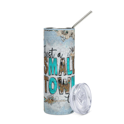 Just A Small Town Girl: Reusable Stainless Steel Water Tumbler w/Straw