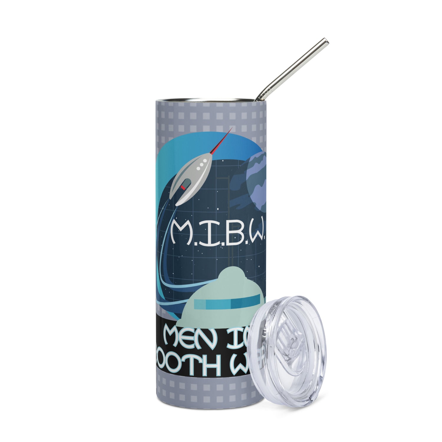 M.I.B.W. Men In Booth Wear: Reusable Stainless Steel Water Tumbler w/Straw