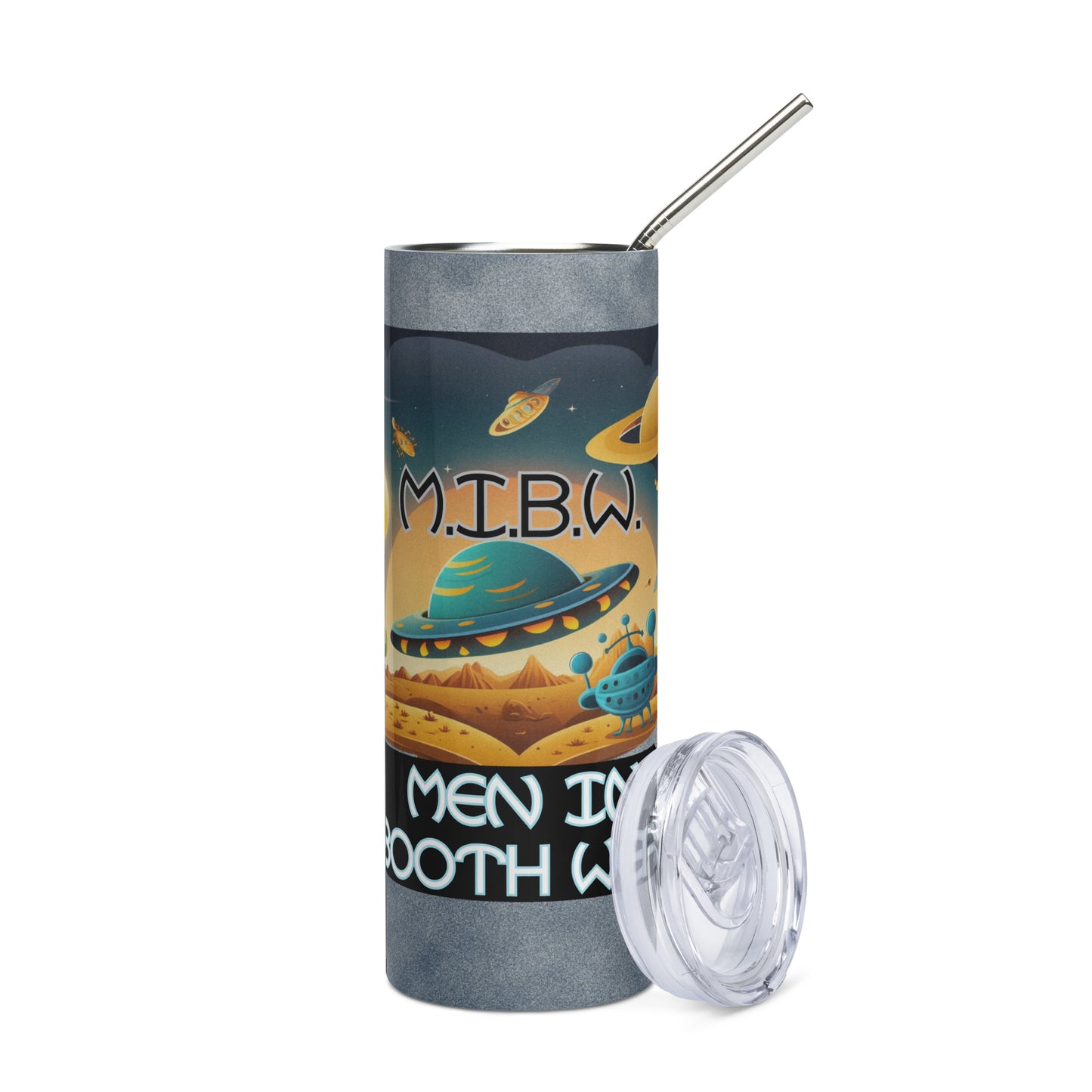 M.I.B.W. Men In Booth Wear: Reusable Stainless Steel Water Tumbler w/Straw