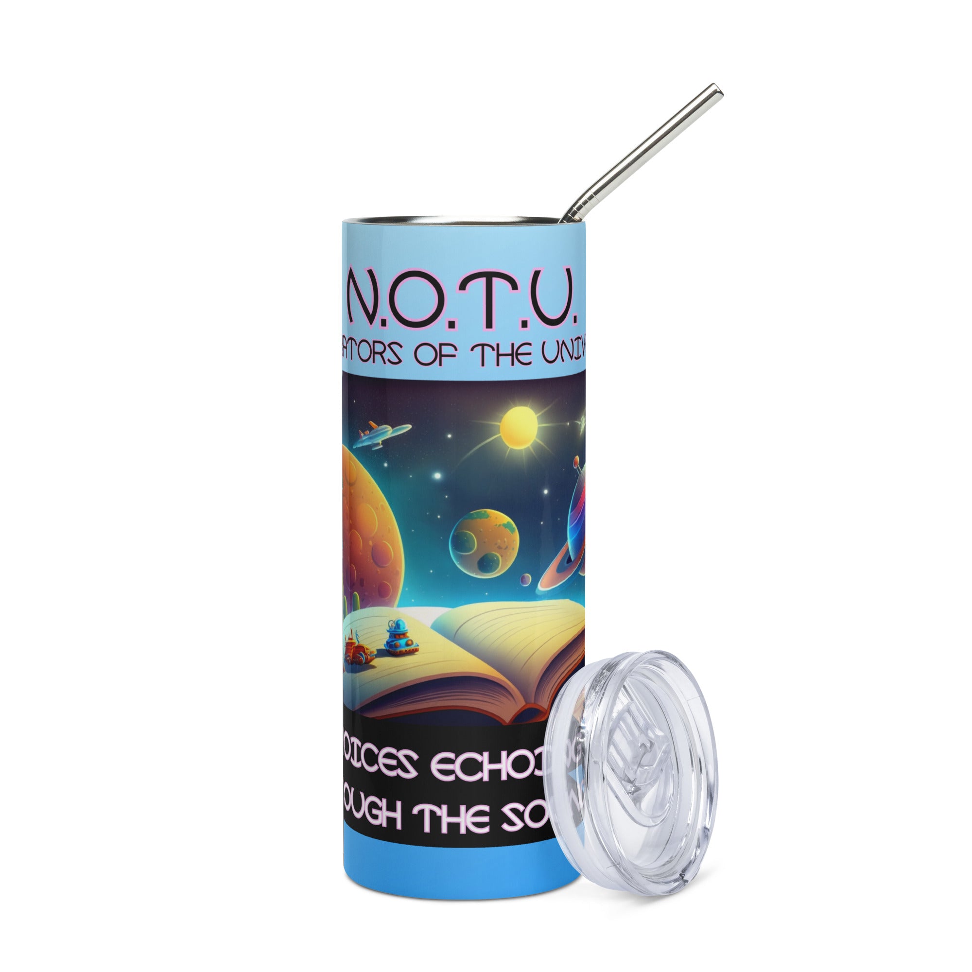 N.O.T.U. Narrators of the Universe: Reusable Stainless Steel Water Tumbler w/Straw