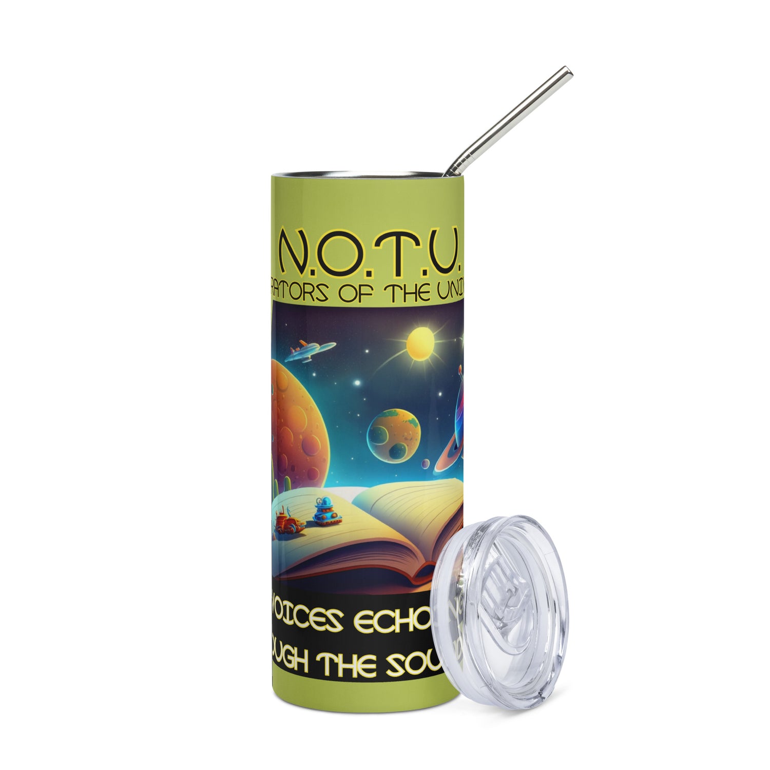 N.O.T.U. Narrators of the Universe: Reusable Stainless Steel Water Tumbler w/Straw