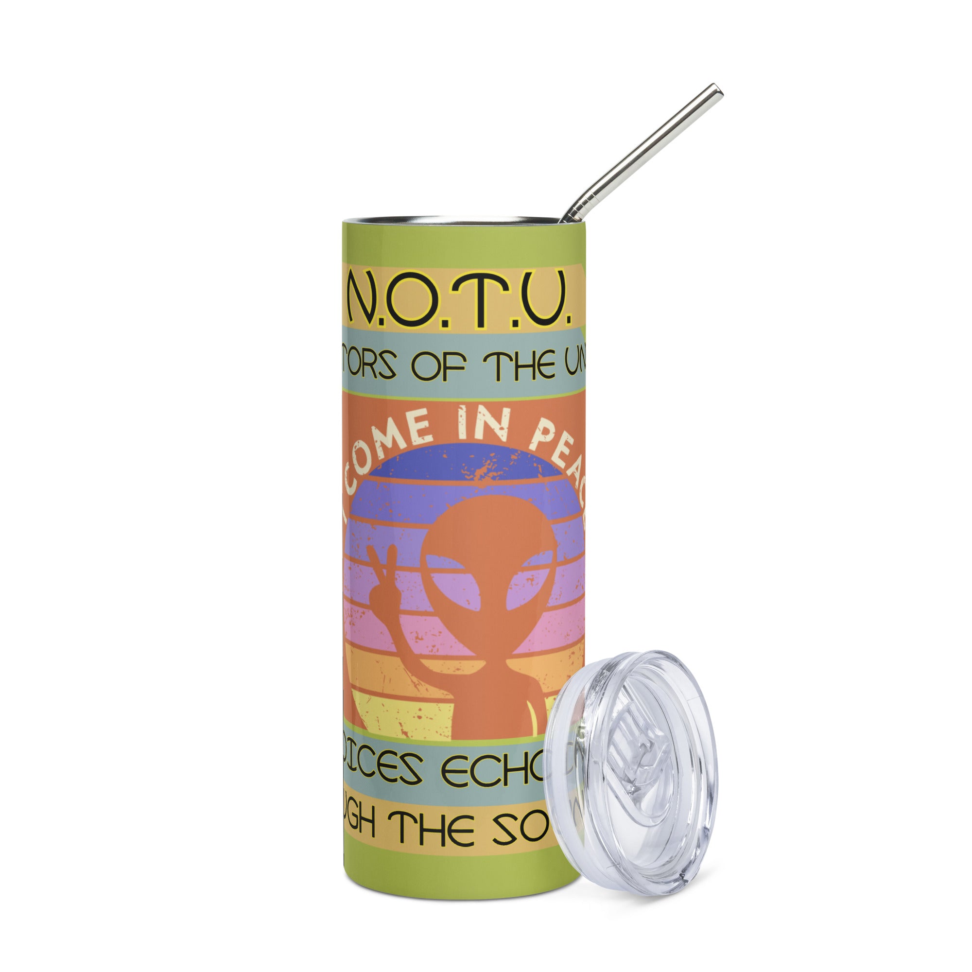 N.O.T.U. Narrators of the Universe: Reusable Stainless Steel Water Tumbler w/Straw