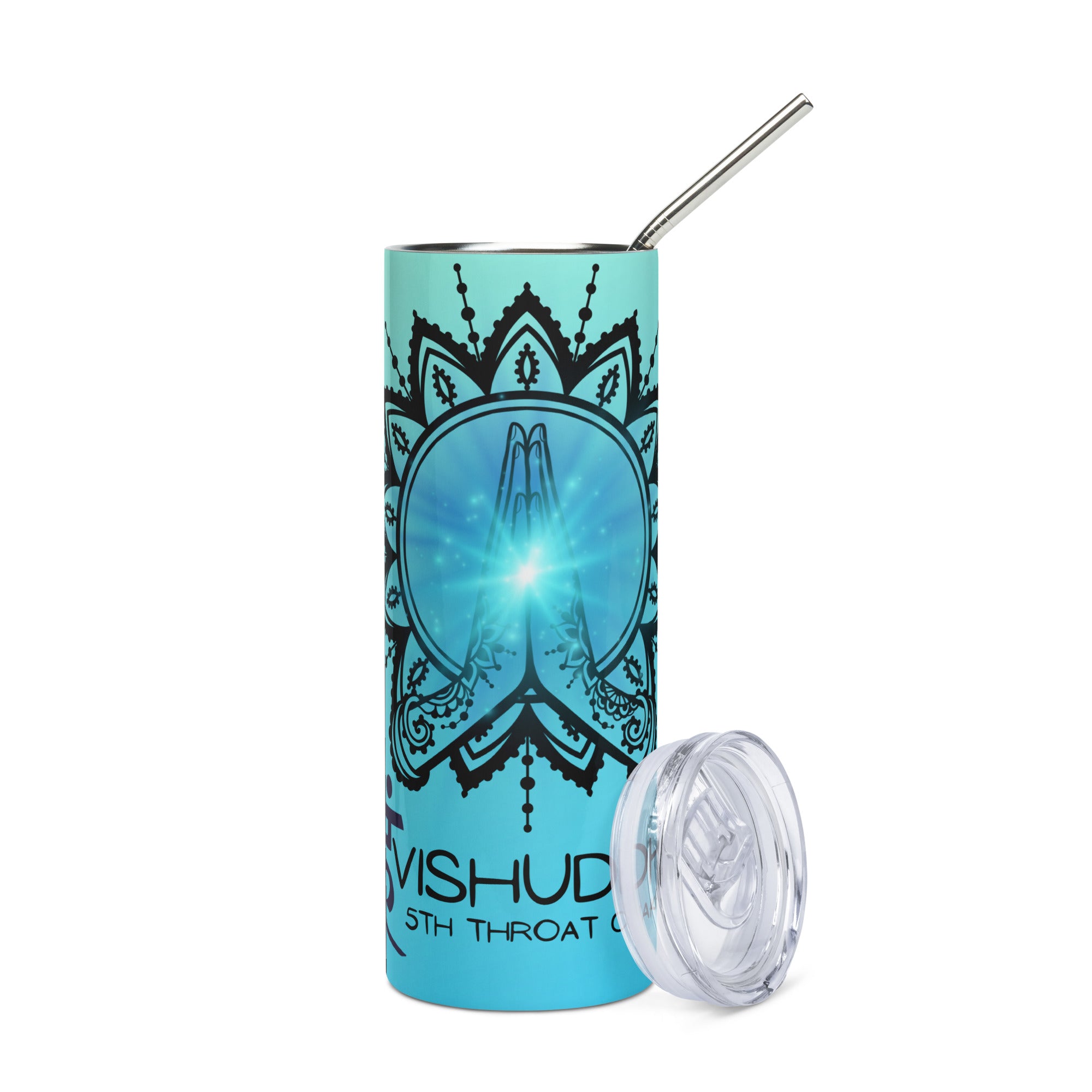 Yoga: 5th Throat Chakra Voice: Reusable Stainless Steel Water Tumbler w/Straw