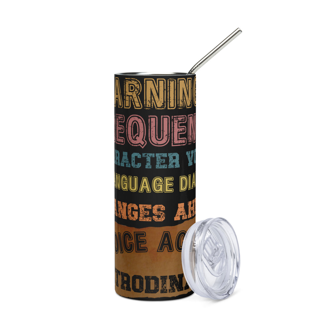 Warning: Voice Over: Reusable Stainless Steel Water Tumbler w/Straw