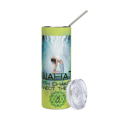 Yoga: 4th Heart Chakra: Reusable Stainless Steel Water Tumbler w/Straw