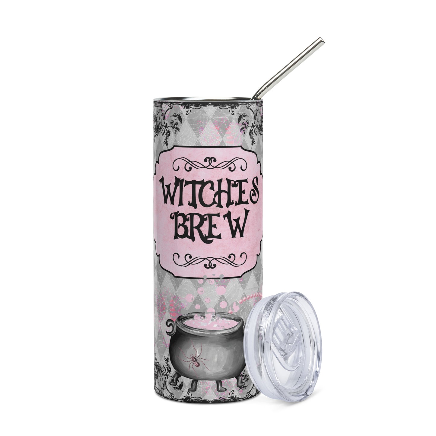 Halloween Witches Brew: Reusable Stainless Steel Water Tumbler w/Straw