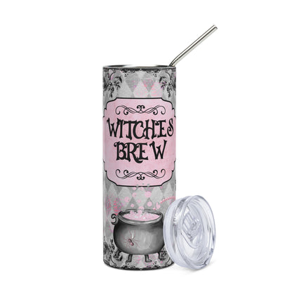 Halloween Witches Brew: Reusable Stainless Steel Water Tumbler w/Straw