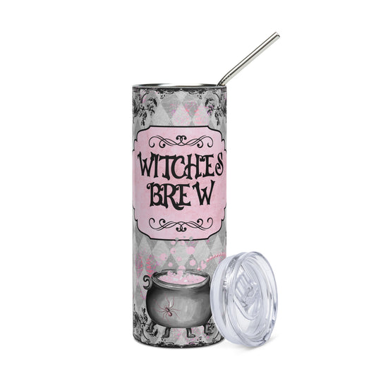 Halloween Witches Brew: Reusable Stainless Steel Water Tumbler w/Straw