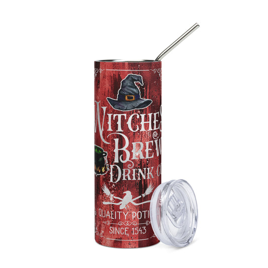 Halloween Witches Brew: Reusable Stainless Steel Water Tumbler w/Straw