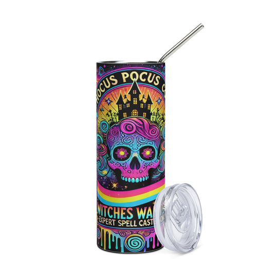 Halloween Sugar Skulls: Reusable Stainless Steel Water Tumbler w/Straw