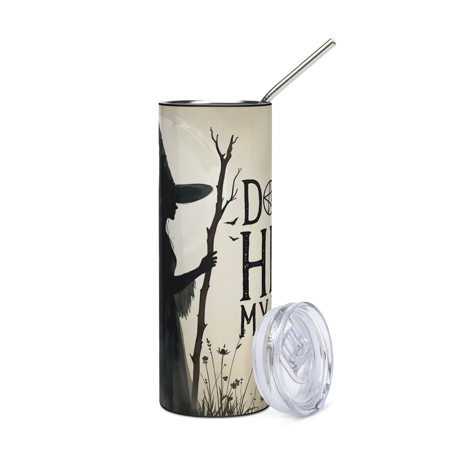 Halloween Witches Don't Hex My Vibe: Reusable Stainless Steel Water Tumbler w/Straw