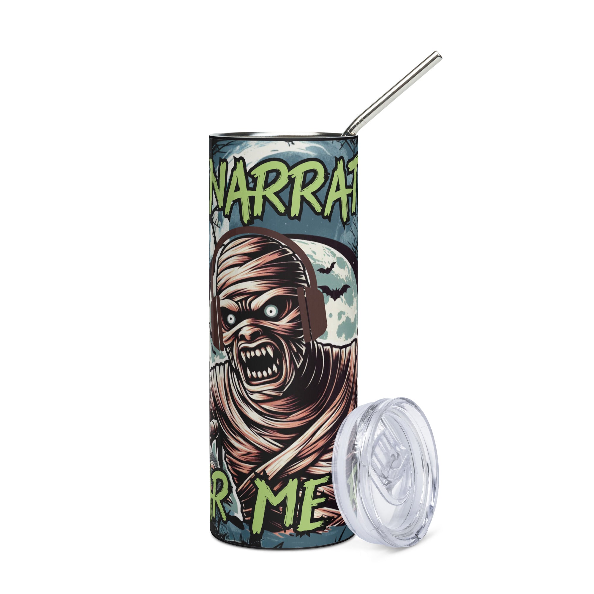 Halloween Narrator: Hear Me Roar: Reusable Stainless Steel Water Tumbler w/Straw