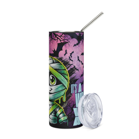 Halloween Mummy It's A Wrap: Reusable Stainless Steel Water Tumbler w/Straw