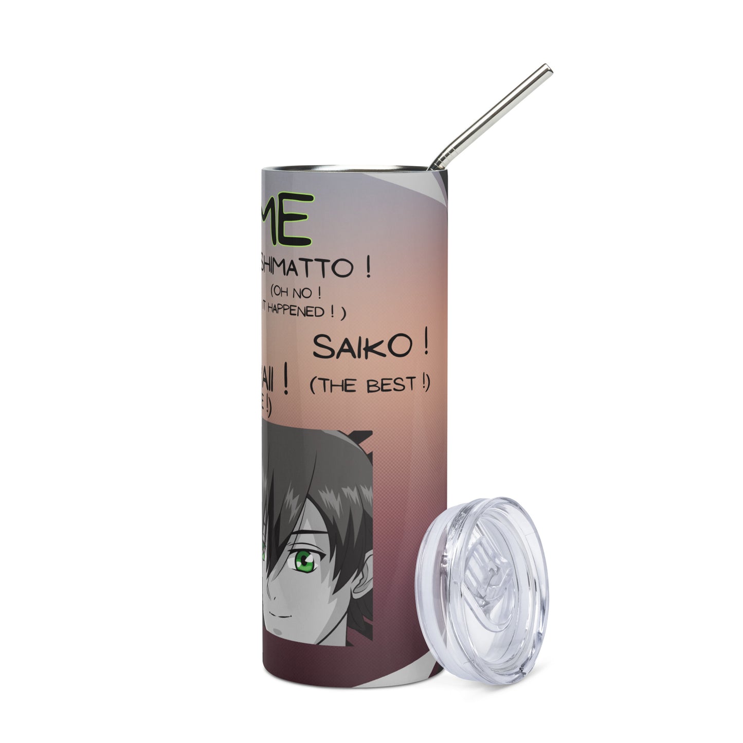 Anime Voice Over Quote: Reusable Stainless Steel Water Tumbler w/Straw