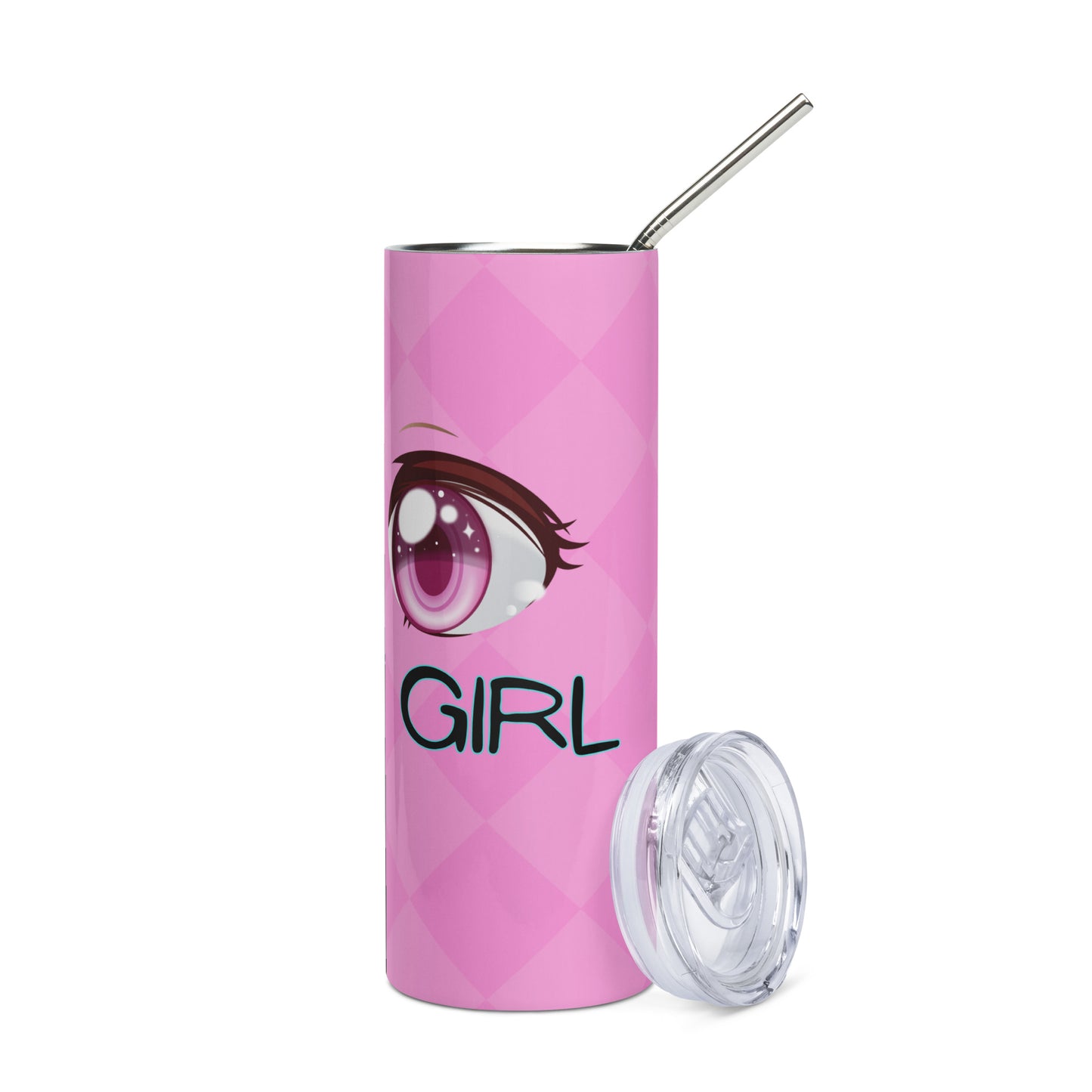 Anime Voice Over Girl: Eyes: Reusable Stainless Steel Water Tumbler w/Straw