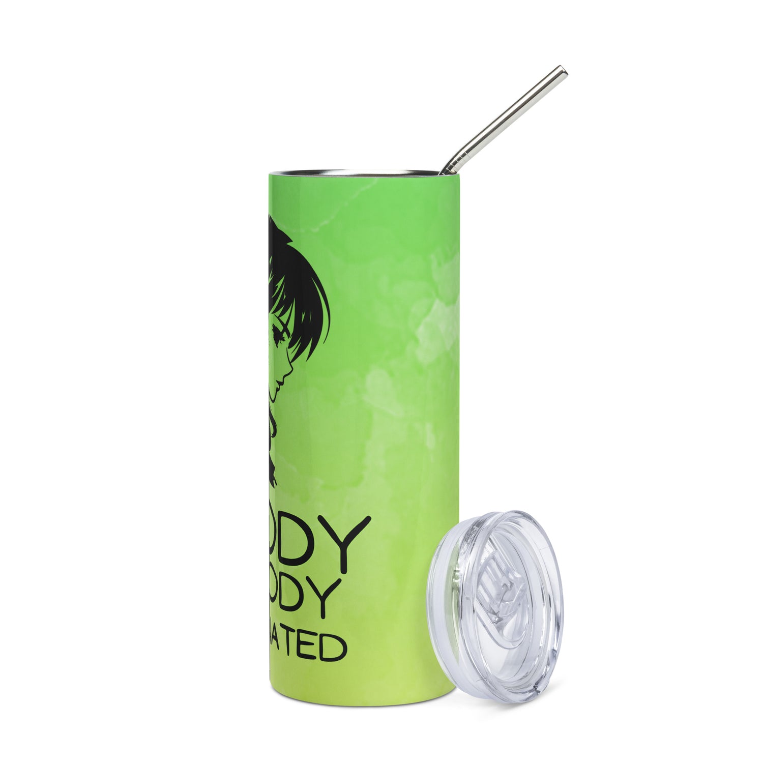 Anime Voice Over: Moody Broody: Reusable Stainless Steel Water Tumbler w/Straw