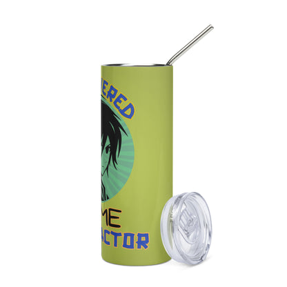 Anime Voice Over Power: Reusable Stainless Steel Water Tumbler w/Straw