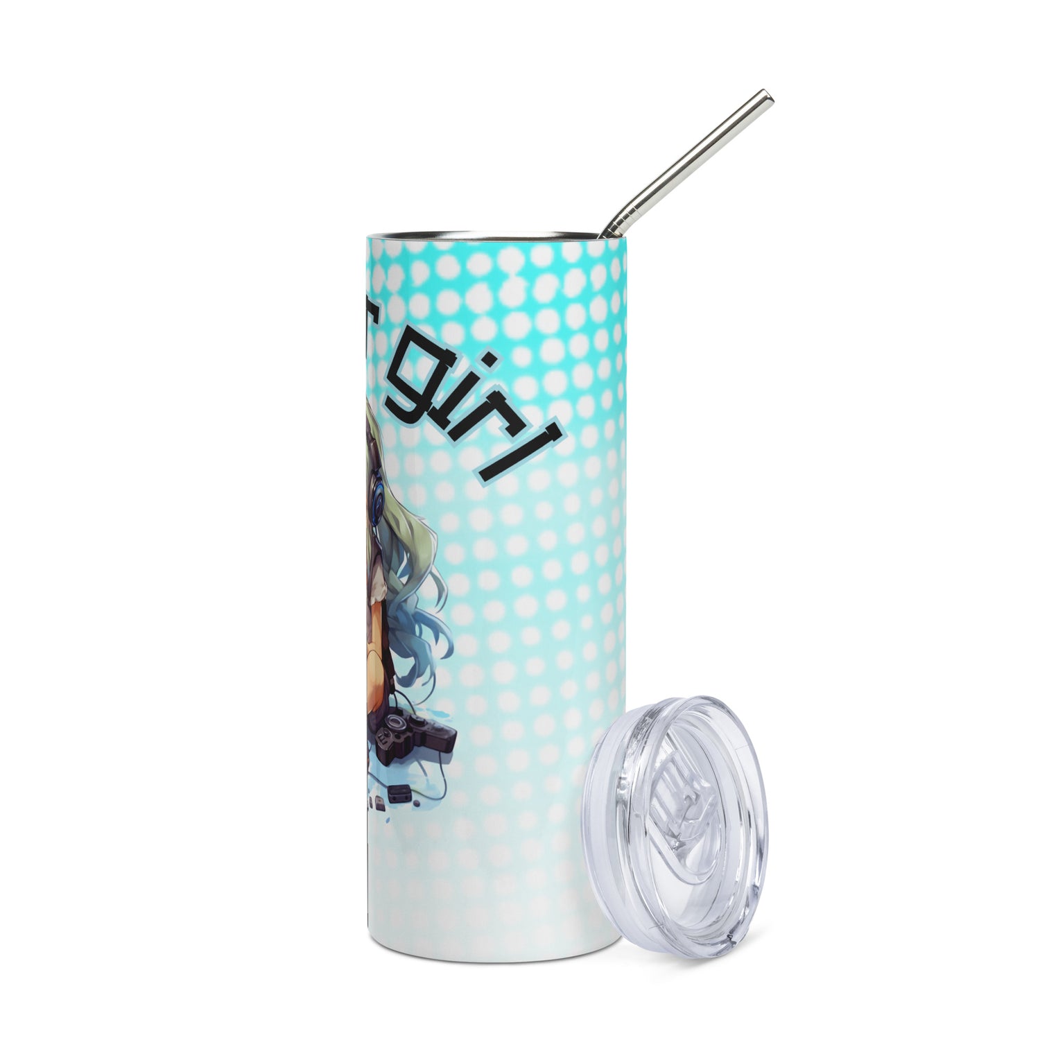 Gamer Girl: Reusable Stainless Steel Water Tumbler w/Straw