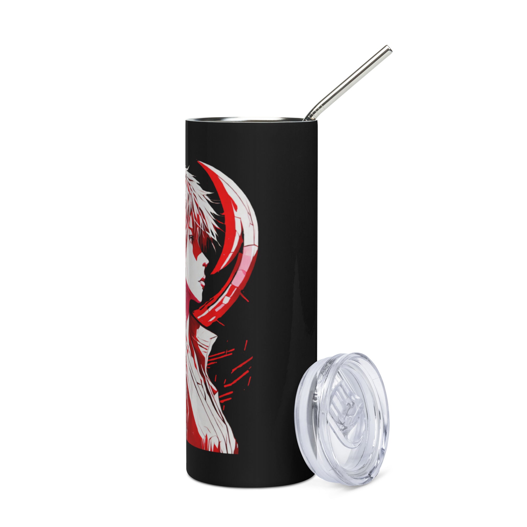 Anime Voice Over Red Moon: Reusable Stainless Steel Water Tumbler w/Straw