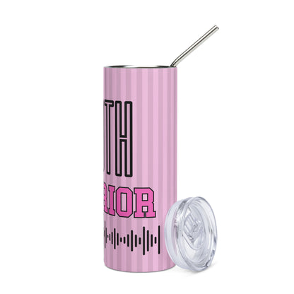 Booth Warrior Voice Over: Pink: Reusable Stainless Steel Water Tumbler w/Straw