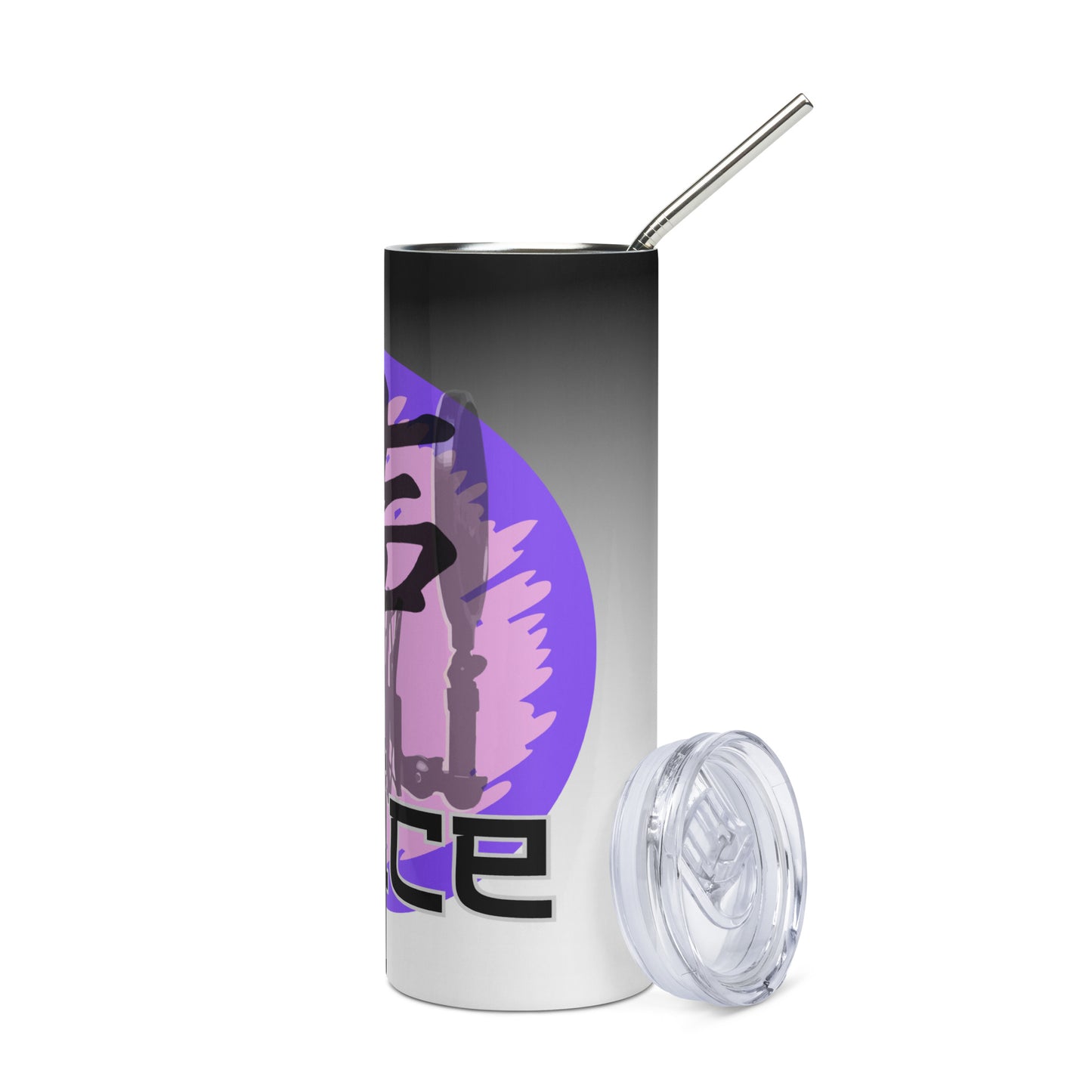 Japanese Voice Calligraphy Symbol: Voice Over: Reusable Stainless Steel Water Tumbler w/Straw