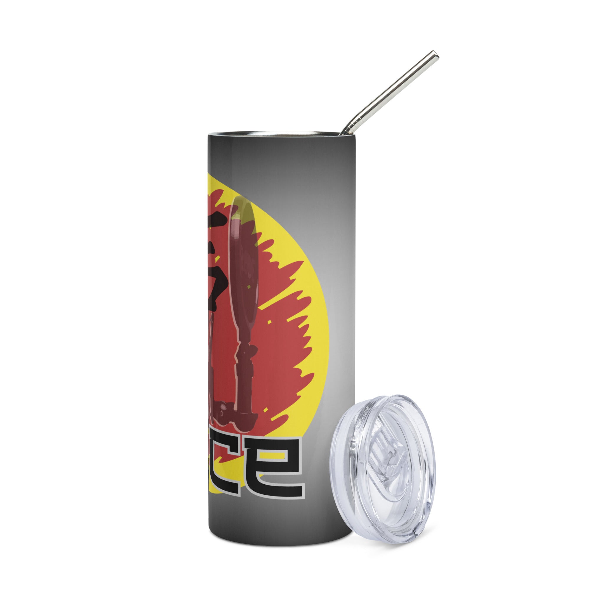 Japanese Voice Calligraphy Symbol: Voice Over: Reusable Stainless Steel Water Tumbler w/Straw