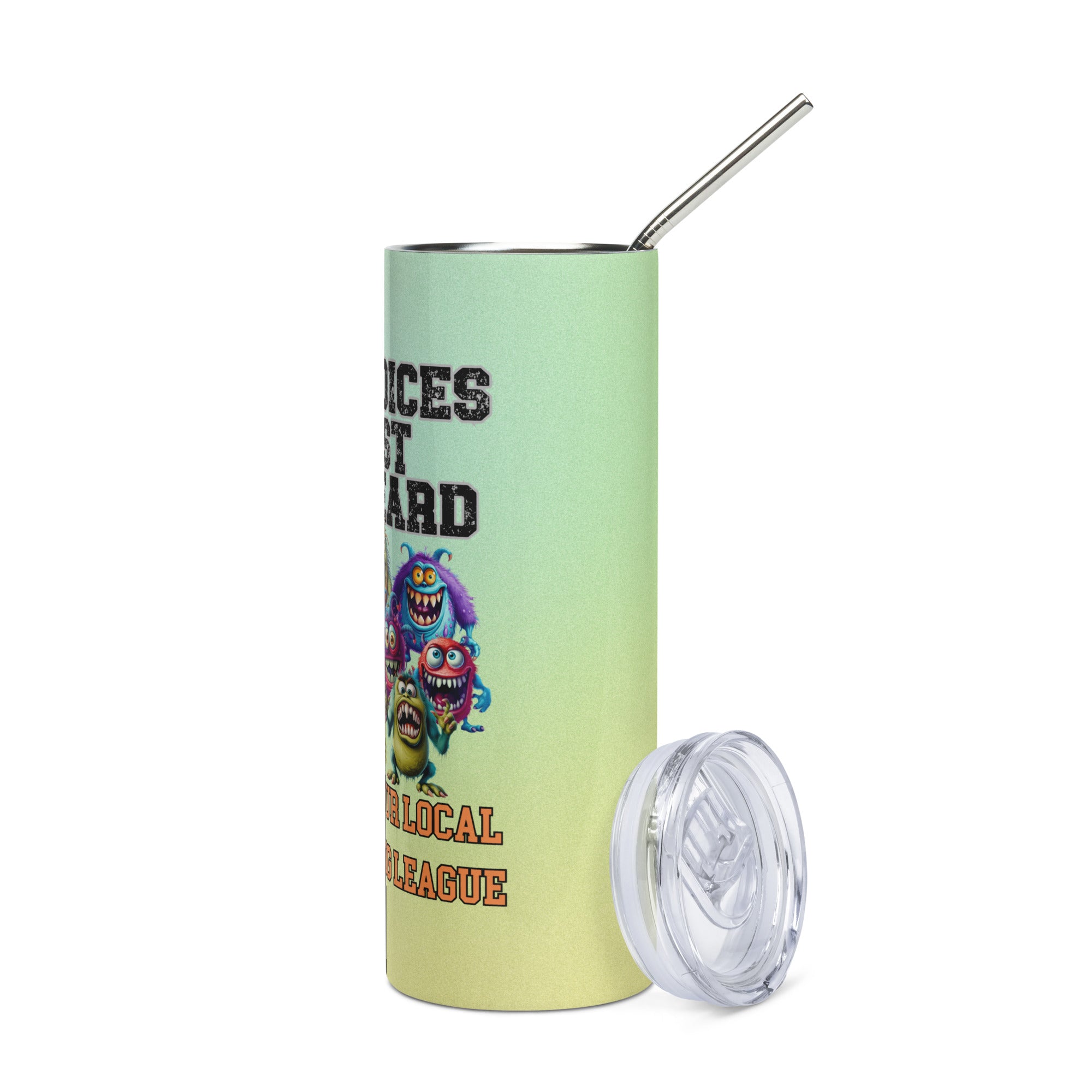 Our Voices Must Be Heard: Monster Animation: Reusable Stainless Steel Water Tumbler w/Straw