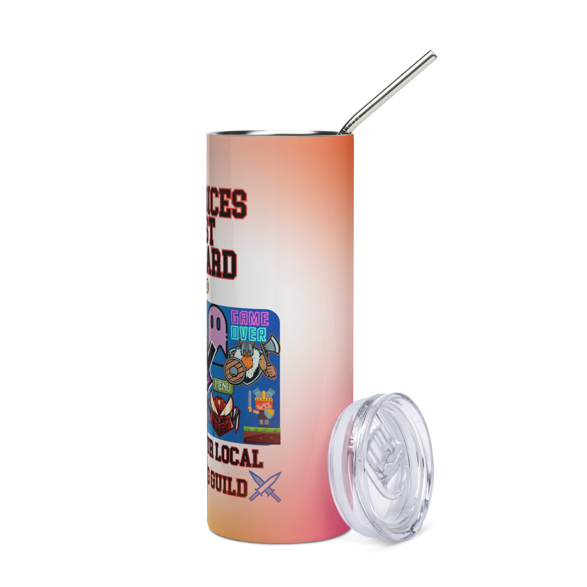 Our Voices Must Be Heard: Gaming Animation: Reusable Stainless Steel Water Tumbler w/Straw