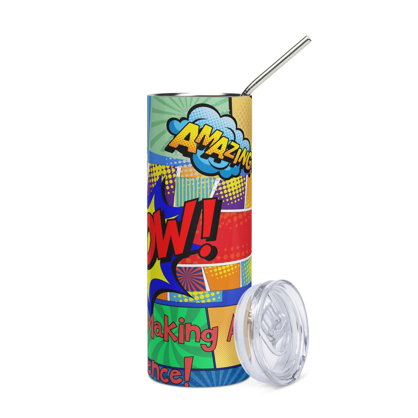 KAPOW You're Making A Difference: Reusable Stainless Steel Water Tumbler w/Straw