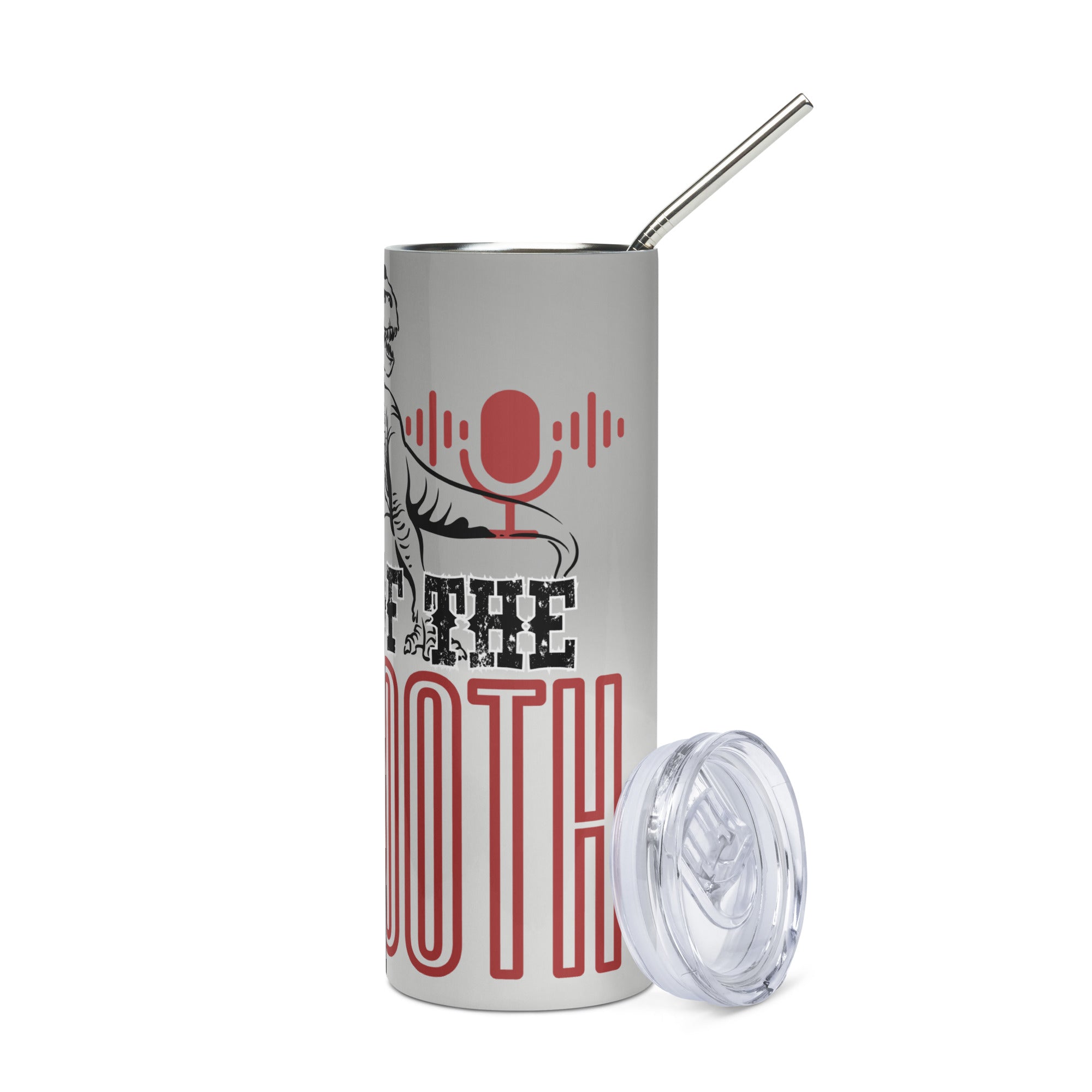 King Of The Booth: T-Rex: Reusable Stainless Steel Water Tumbler w/Straw