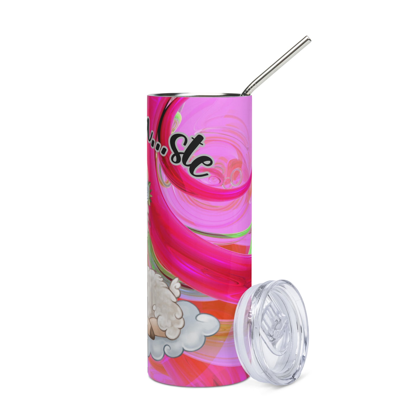 Llama...ste: Motivational Funny: Reusable Stainless Steel Water Tumbler w/Straw