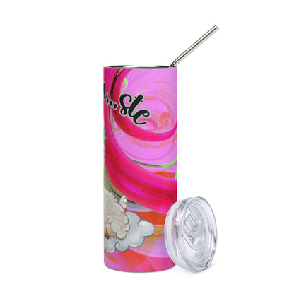 Llama...ste: Motivational Funny: Reusable Stainless Steel Water Tumbler w/Straw