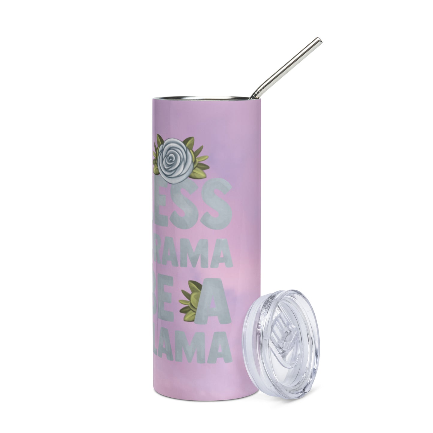 Less Drama...More Llama...Reusable Stainless Steel Water Tumbler w/Straw