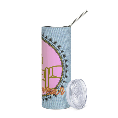 Southwestern Boot Wear: Reusable Stainless Steel Water Tumbler w/Straw