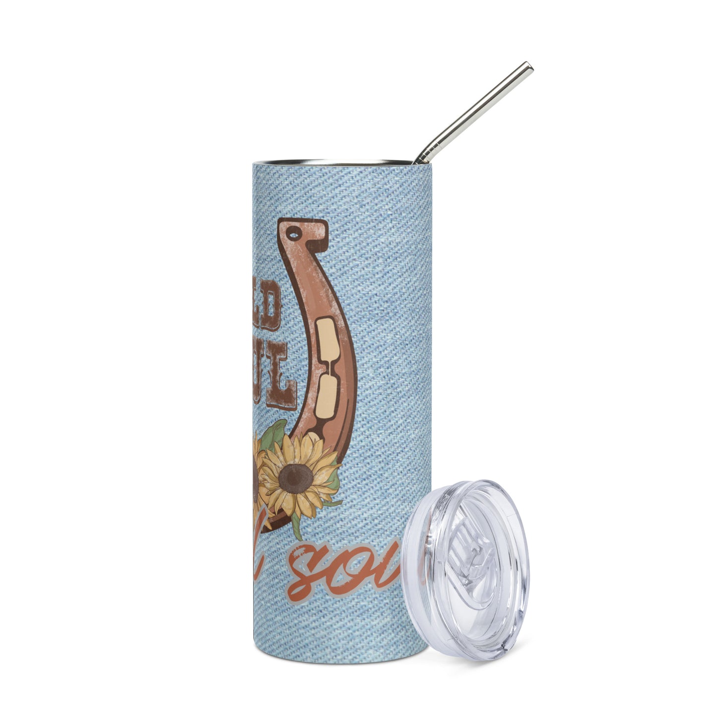 Country Girl: Wild Soul: Reusable Stainless Steel Water Tumbler w/Straw