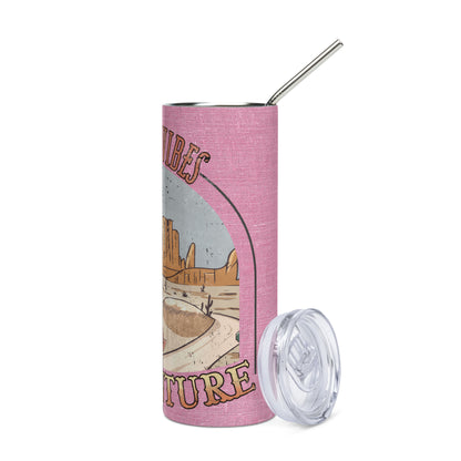 Desert Vibes: Reusable Stainless Steel Water Tumbler w/Straw
