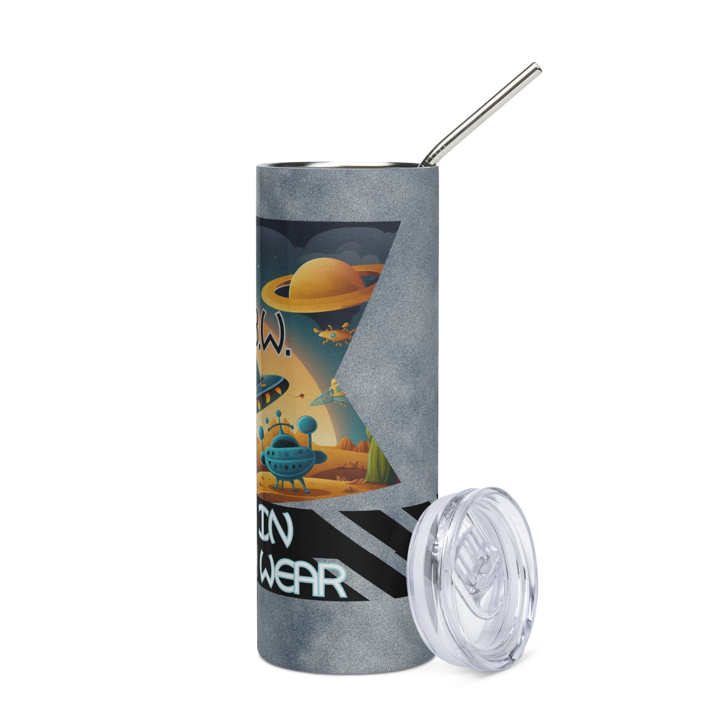 M.I.B.W. Men In Booth Wear: Reusable Stainless Steel Water Tumbler w/Straw