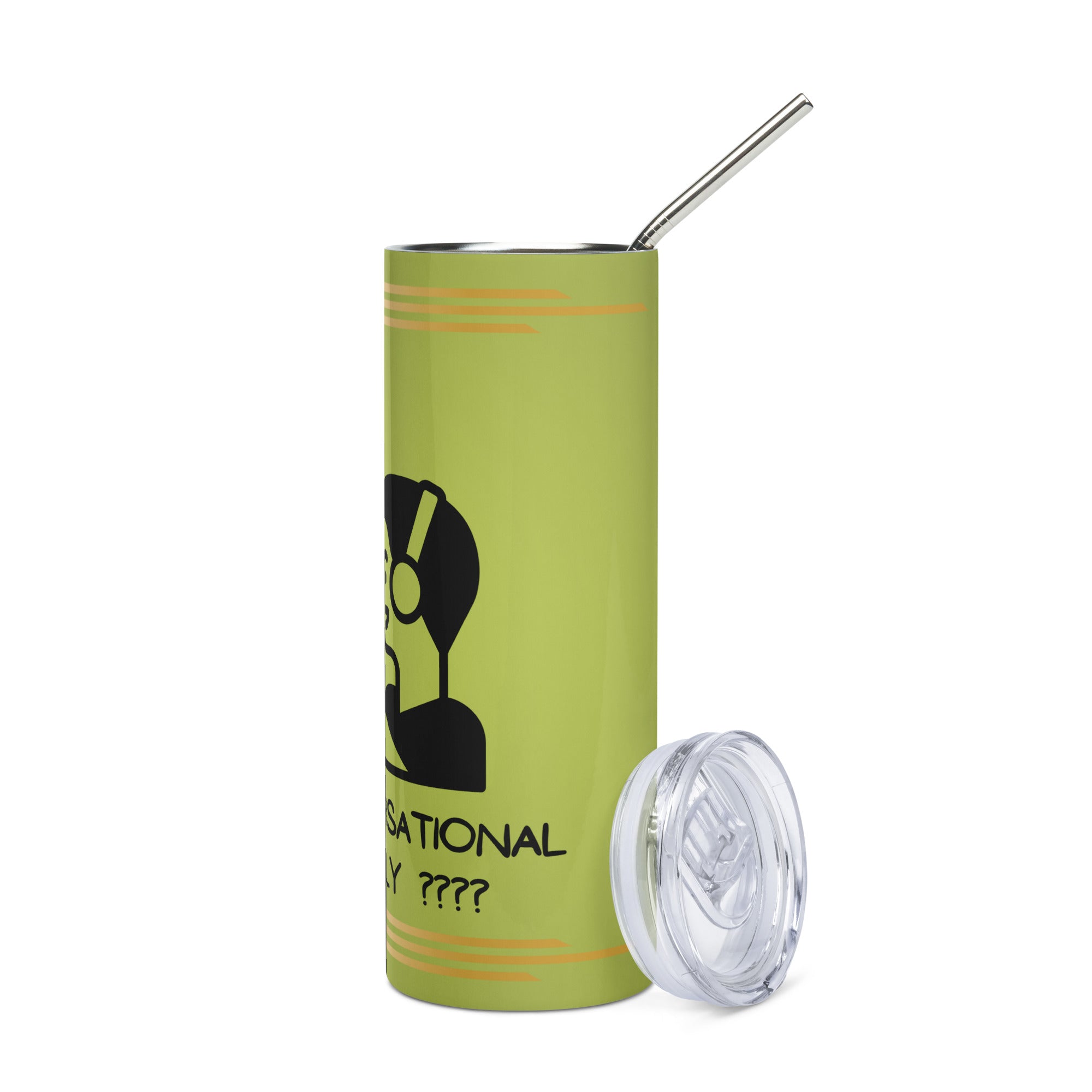 Conversational Really?: Voice Over Actor: Reusable Stainless Steel Water Tumbler w/Straw